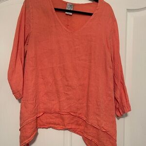 La Fixsun Lagenlook Tunic Blouse 100% Linen Size Small EUC